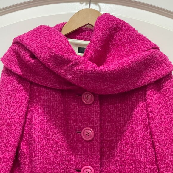 J. Crew Petite Coat Pink Boucle Scarf Wrap Jacket 2P Fuchsia Wool Blend - Picture 4 of 12